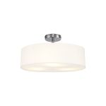 Baymont Polished Chrome 3 Light E27 Drop Flush, With 45cm x 15cm Faux Silk Shade, White