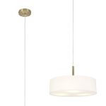Baymont Antique Brass 3 Light E27 Single Pendant, With 45cm x 15cm Faux Silk Shade, White