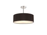 Baymont Polished Chrome 5 Light E27 Semi Flush Fixture, With 45cm x 15cm Faux Silk Shade, Black