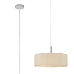 Baymont Polished Chrome 5 Light E27 Single Pendant, With 45cm x 15cm Faux Silk Shade, Ivory Pearl/White Laminate