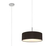 Baymont Polished Chrome 5 Light E27 Single Pendant, With 45cm x 15cm Faux Silk Shade, Black