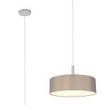 Baymont Polished Chrome 5 Light E27 Single Pendant, With 45cm x 15cm Faux Silk Shade, Grey