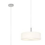 Baymont Polished Chrome 5 Light E27 Single Pendant, With 45cm x 15cm Faux Silk Shade, White
