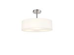Baymont Polished Chrome 5 Light E27 Drop Flush, With 45cm x 15cm Faux Silk Shade, White