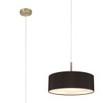 Baymont Antique Brass 5 Light E27 Single Pendant, With 45cm x 15cm Faux Silk Shade, Black