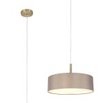 Baymont Antique Brass 5 Light E27 Single Pendant, With 45cm x 15cm Faux Silk Shade, Grey
