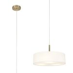 Baymont Antique Brass 5 Light E27 Single Pendant, With 45cm x 15cm Faux Silk Shade, White