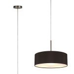 Baymont Satin Nickel 5 Light E27 Single Pendant, With 45cm x 15cm Faux Silk Shade, Black