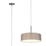 Baymont Satin Nickel 5 Light E27 Single Pendant, With 45cm x 15cm Faux Silk Shade, Grey