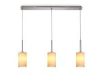 Baymont Polished Chrome 3 Light E27 Linear Pendant, With 12cm x 20cm Dual Faux Silk Shade, Nude Beige/Moonlight