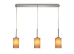 Baymont Polished Chrome 3 Light E27 Linear Pendant, With 12cm x 20cm Dual Faux Silk Shade, Taupe/Halo Gold