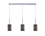 Baymont Polished Chrome 3 Light E27 Linear Pendant, With 12cm x 20cm Faux Silk Shade, Grey