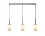 Baymont Polished Chrome 3 Light E27 Linear Pendant, With 12cm x 20cm Faux Silk Shade, White