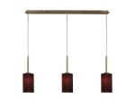 Baymont Antique Brass 3 Light E27 Linear Pendant, With 12cm x 20cm Faux Silk Shade, Black
