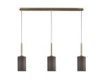 Baymont Antique Brass 3 Light E27 Linear Pendant, With 12cm x 20cm Faux Silk Shade, Grey
