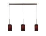 Baymont Satin Nickel 3 Light E27 Linear Pendant, With 12cm Faux Silk Shade, Black