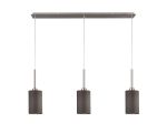 Baymont Satin Nickel 3 Light E27 Linear Pendant, With 12cm Faux Silk Shade, Grey