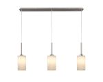 Baymont Satin Nickel 3 Light E27 Linear Pendant, With 12cm Faux Silk Shade, White