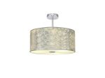 Baymont Polished Chrome 1 Light E27 Semi Flush Fixture With 40cm x 18cm Silver Leaf Shade With Frosted Acrylic Diffuser With Polished Chrome Centre