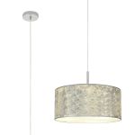 Baymont Polished Chrome 1 Light E27 Single Pendant With 40cm x 18cm Silver Leaf Shade