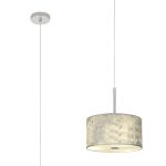 Baymont Polished Chrome 1 Light E27 Single Pendant With 30cm x 17cm Silver Leaf Shade With Frosted/PC Acrylic Diffuser