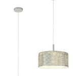 Baymont Polished Chrome 3 Light E27 Single Pendant With 40cm x 18cm Silver Leaf Shade