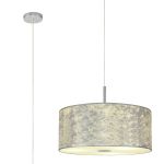 Baymont Polished Chrome 3 Light E27 Single Pendant With 50cm x 20cm Silver Leaf Shade With Frosted/PC Acrylic Diffuser