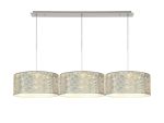 Baymont Polished Chrome 3 Light E27 Linear Pendant With 40cm x 18cm Silver Leaf Shade 2m