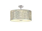 Baymont Polished Chrome 5 Light E27 Drop Flush With 60cm x 22cm Silver Leaf Shade With Frosted/PC Acrylic Diffuser