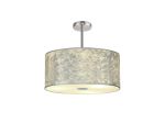 Baymont 40cm Polished Chrome 5 Light E27 Semi Flush Fixture With 50cm x 20cm Silver Leaf Shade With Frosted/PC Acrylic Diffuser