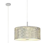 Baymont Polished Chrome 5 Light E27 Single Pendant With 60cm x 22cm Silver Leaf Shade With Frosted/PC Acrylic Diffuser