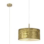 Baymont Antique Brass 1 Light E27 Single Pendant With 40cm x 18cm Gold Leaf Shade With Frosted/AB Acrylic Diffuser