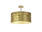 Baymont Antique Brass 3 Light E27 Semi Flush Fixture With 50cm x 20cm Gold Leaf Shade