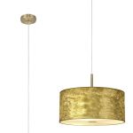Baymont Antique Brass 3 Light E27 Single Pendant With 40cm x 18cm Gold Leaf Shade With Frosted/AB Acrylic Diffuser