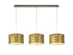 Baymont Antique Brass 3 Light E27 Linear Pendant With 30cm x 17cm Gold Leaf Shade 2m