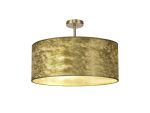 Baymont Antique Brass 5 Light E27 Semi Flush Fixture With 60cm x 22cm Gold Leaf Shade