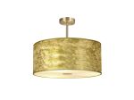 Baymont Antique Brass 5 Light E27 Semi Flush Fixture With 60cm x 22cm Gold Leaf Shade With Frosted/AB Acrylic Diffuser