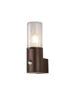 Pizzasy Wall Lamp With PIR Sensor 1 x E27, IP54, Matt Brown/Crackled Clear, 2yrs Warranty