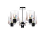 Brandroot 60cm Semi Flush Light, 5 x E27, Black/Iridescent Fade Glass