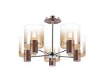 Brandroot 60cm Semi Flush Light, 5 x E27, Mocha/Amber Fade Glass