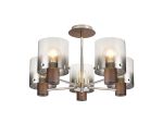 Brandroot 60cm Semi Flush Light, 5 x E27, Mocha/Smoke Fade Glass