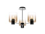 Brandroot 54cm Semi Flush Light, 3 x E27, Black/Amber Fade Glass