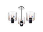 Brandroot 54cm Semi Flush Light, 3 x E27, Black/Iridescent Fade Glass