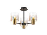 Brandroot 54cm Semi Flush Light, 3 x E27, Brass/Sand Black/Iridescent Fade Glass