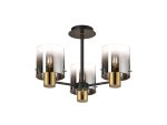 Brandroot 54cm Semi Flush Light, 3 x E27, Brass/Sand Black/Smoke Fade Glass
