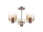 Brandroot 54cm Semi Flush Light, 3 x E27, Mocha/Amber Fade Glass