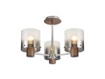 Brandroot 54cm Semi Flush Light, 3 x E27, Mocha/Smoke Fade Glass