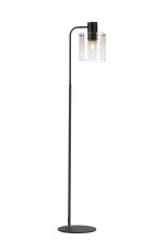 Brandroot Large Floor Lamp, 1 Light E27, Black / Amber Fade Glass
