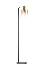 Brandroot Large Floor Lamp, 1 Light E27, Brass/Sand Black/Amber Fade Glass