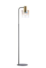 Brandroot Large Floor Lamp, 1 Light E27, Brass/Sand Black/Iridescent Fade Glass